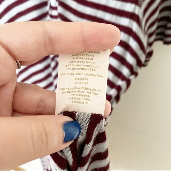 We the Free by Free People Mulberry Combo Striped Henley Top Size XS - Picture 6 of 8